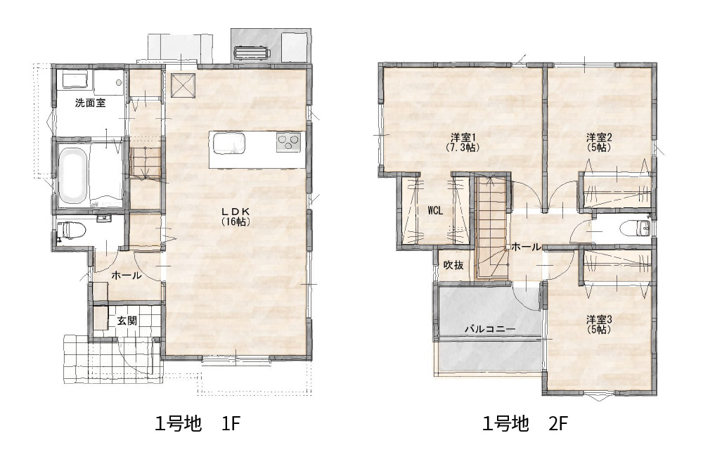 新築戸建て　樋井川2丁目【間取り/1号地】