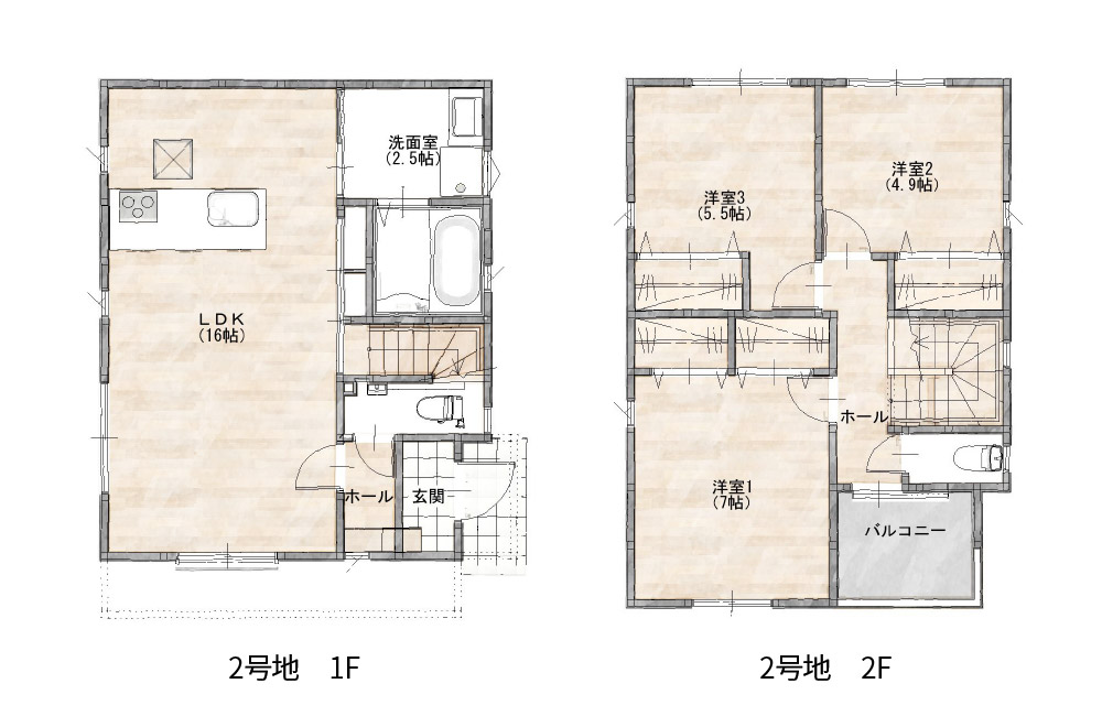 新築戸建て　樋井川2丁目【間取り/2号地】