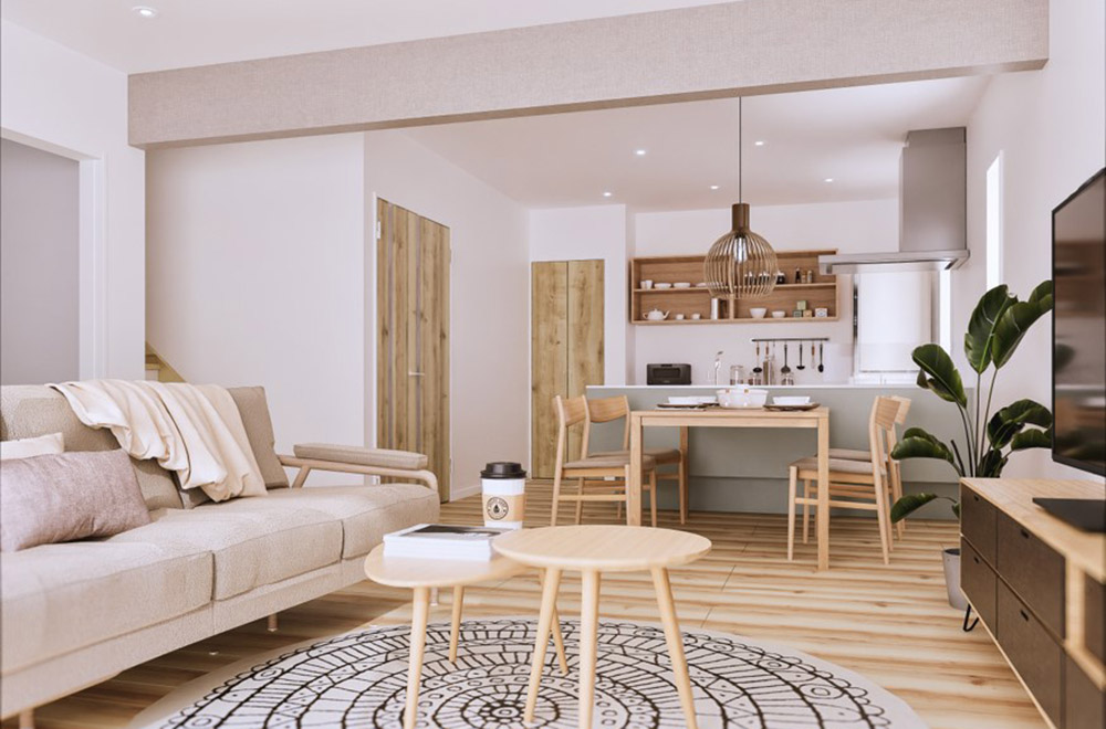 （プラン例）暖かみのある色の床材もご用意しております♪