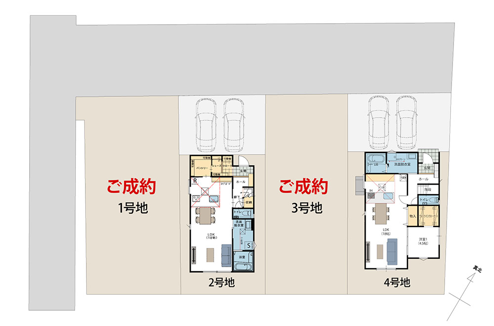施工プラン例/2・4号地敷地図