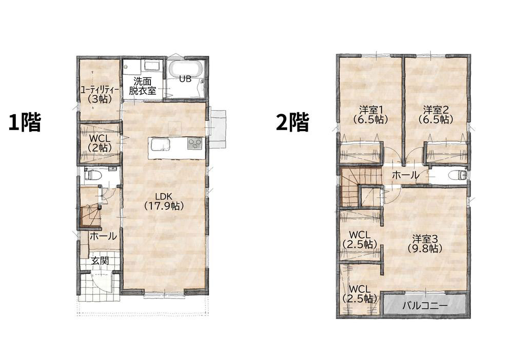 （プラン例）土地面積132.62㎡　3LDK＋2S（納戸）