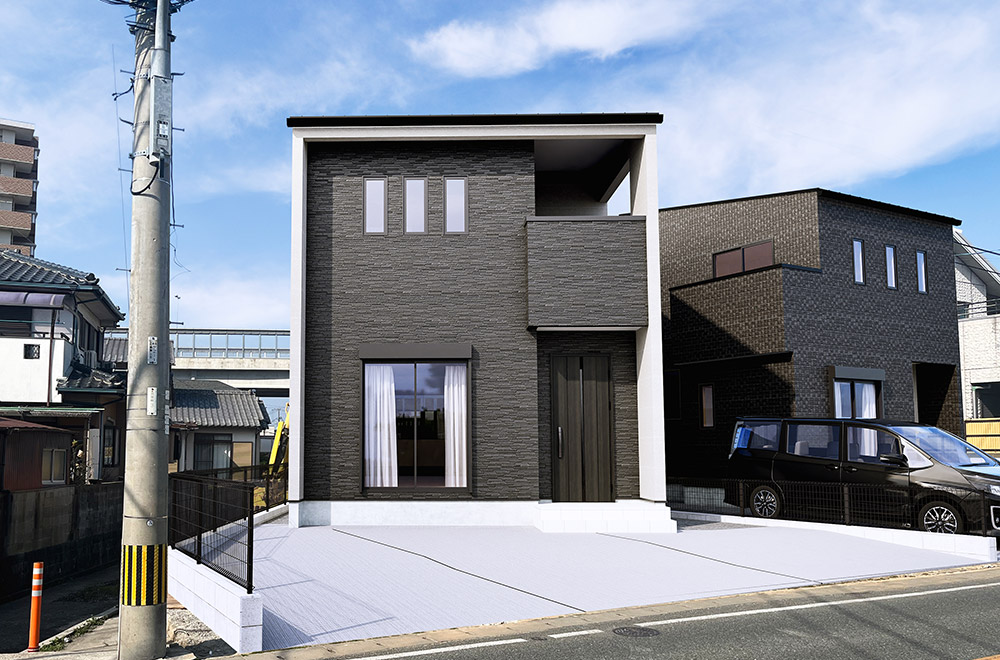 新築戸建て　賀茂2丁目　1号地外観パース