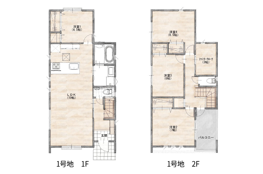 新築戸建て　賀茂2丁目　1号地間取り