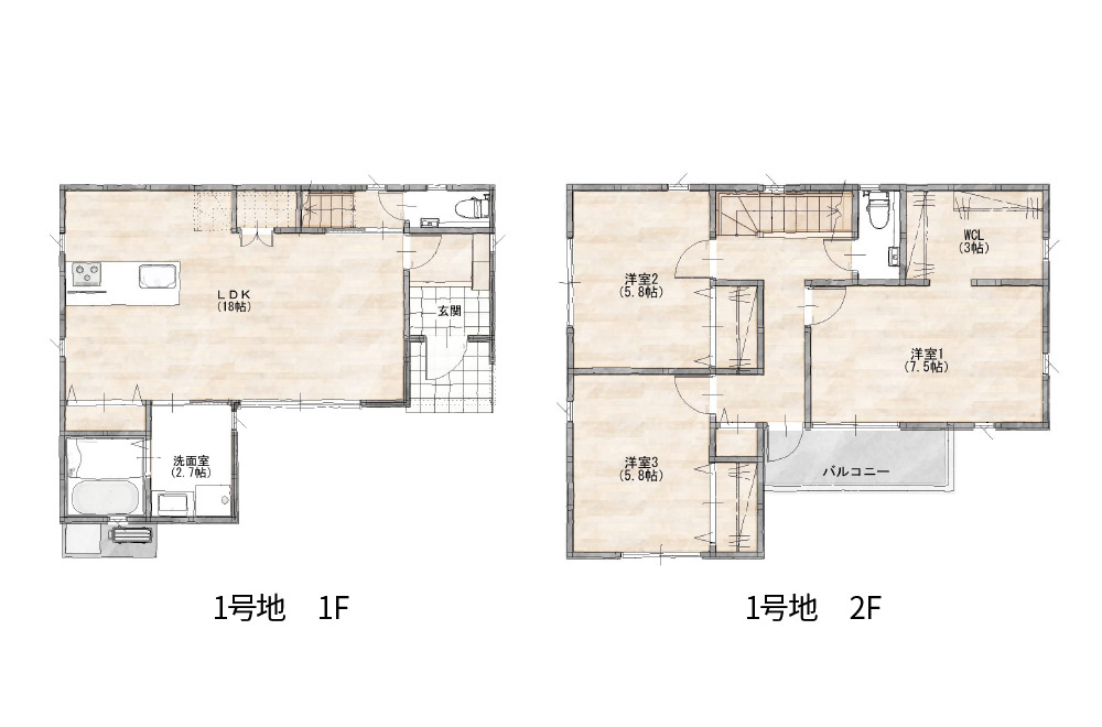 新築戸建て　唐原1丁目（1号地）　間取り