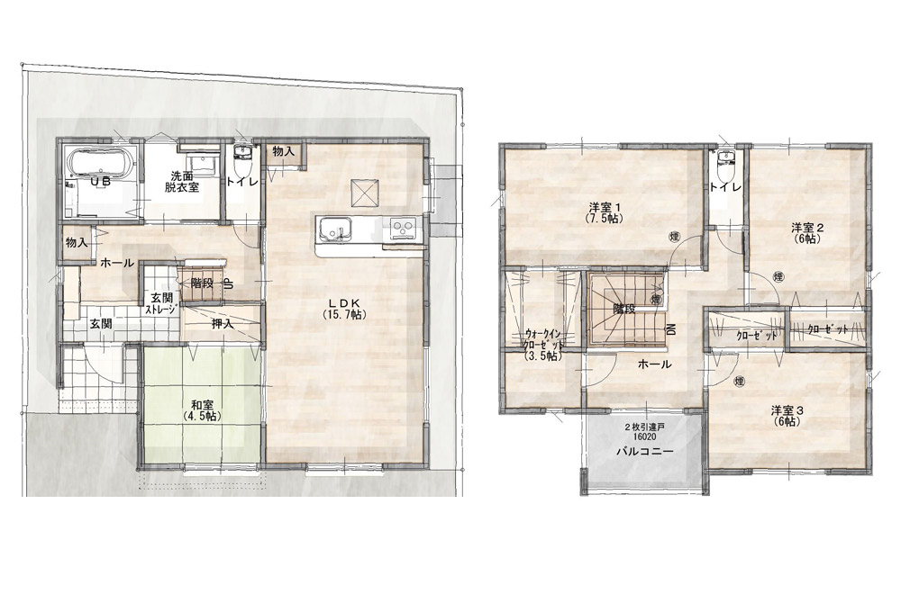 新築戸建て　2号地間取り図