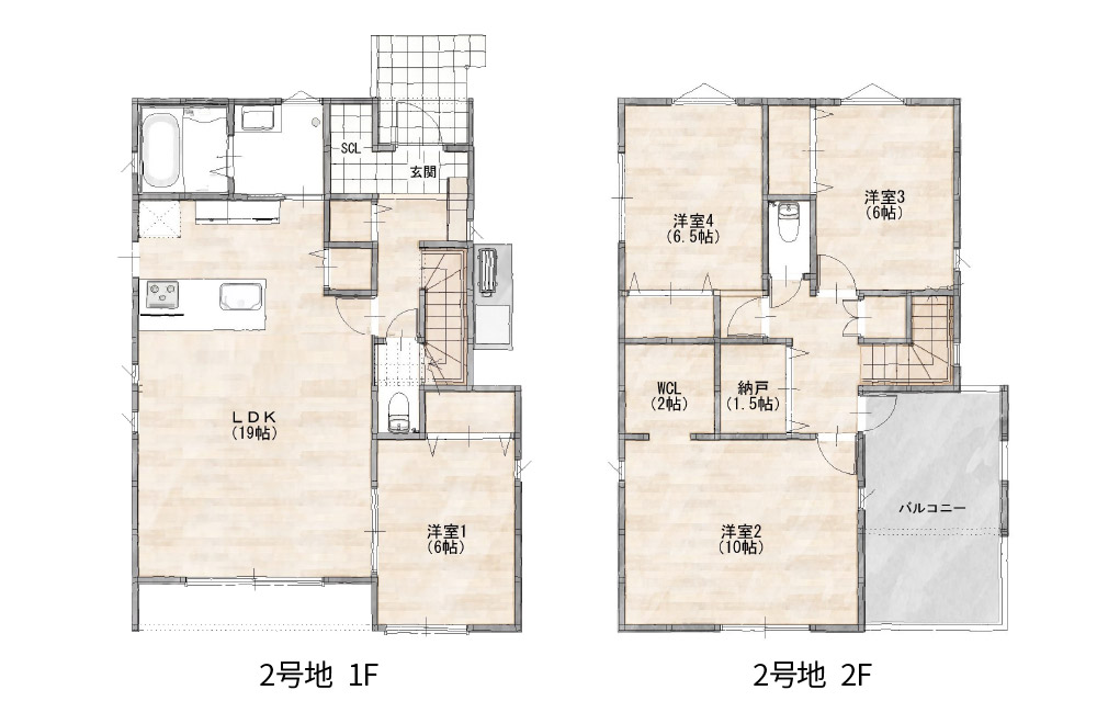 新築戸建て　下郡中央3丁⽬2号地間取り図
