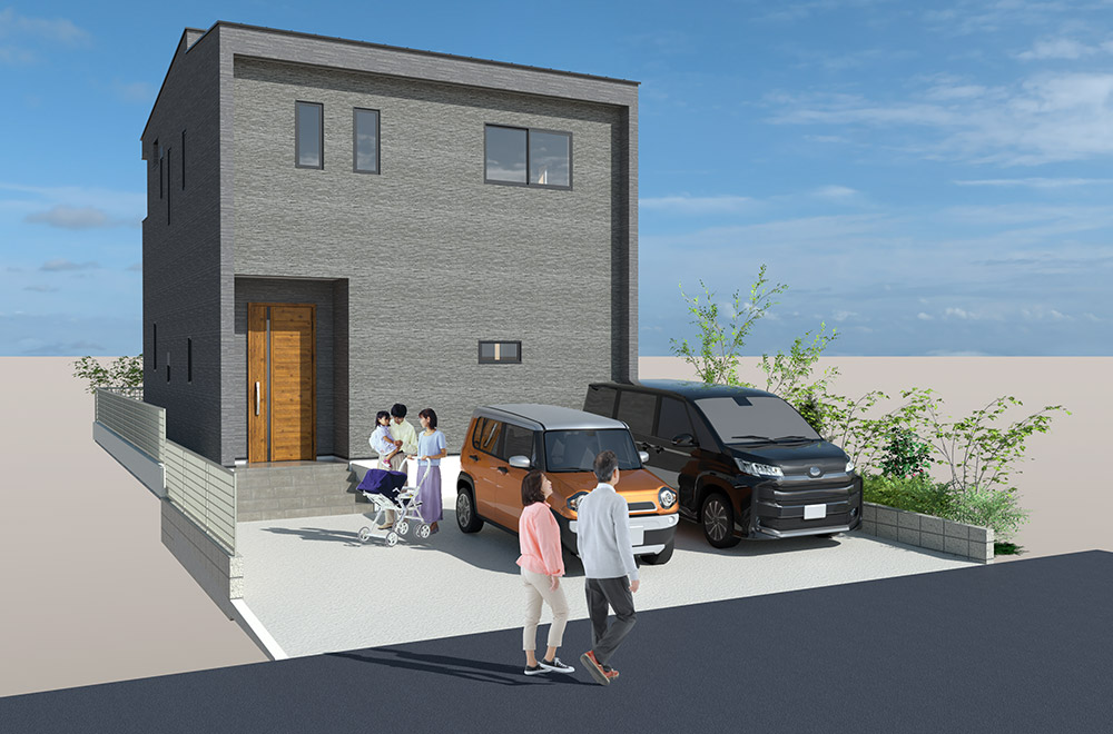 新築戸建て　下郡中央3丁⽬（1号地）外観完成イメージパース