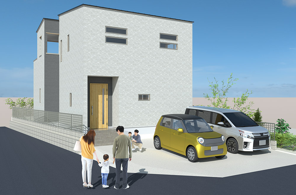 新築戸建て　下郡中央3丁⽬（2号地）外観完成イメージパース