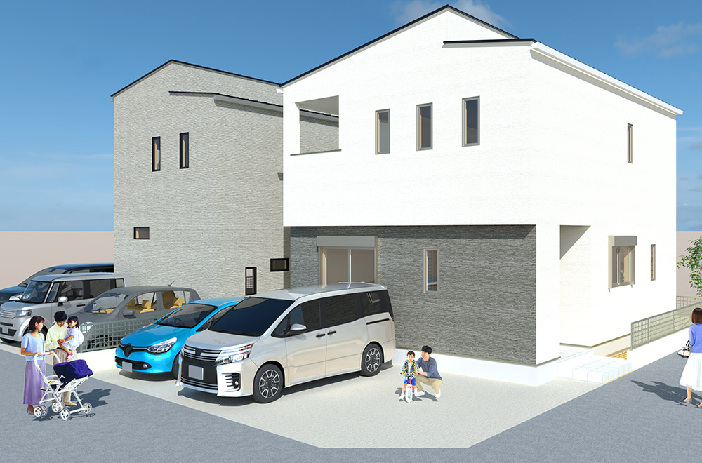 新築戸建て　上田町2丁目外観パース