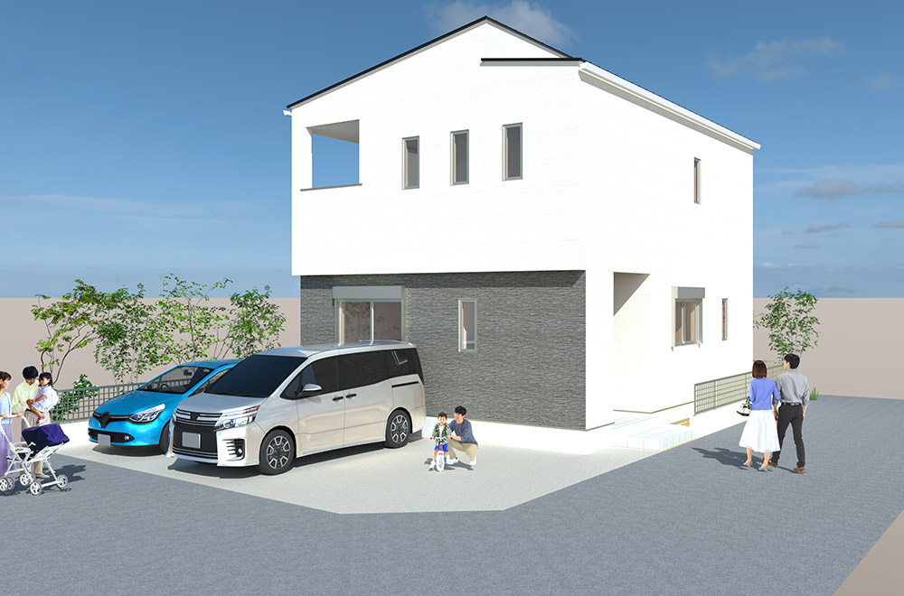 新築戸建て　上田町2丁目1号地外観パース